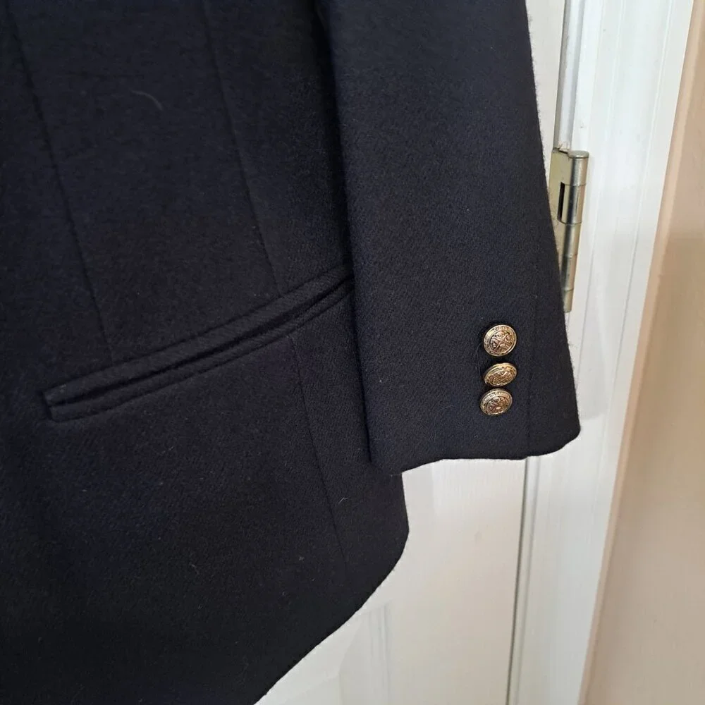 Stephanie Andrews 12P Black Wool Double Breasted Blazer Office Academia Classic